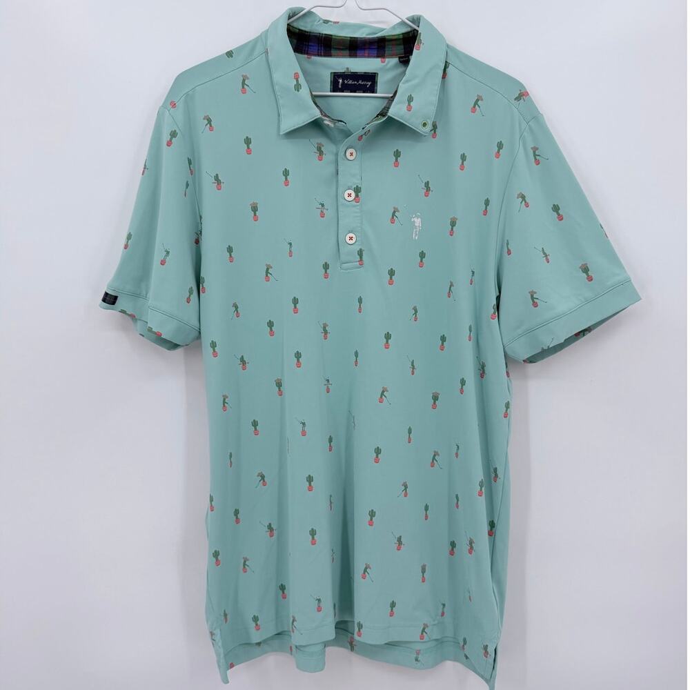 William Murray Golf Free Hugs Cactus Performance Polo Mint Medium - Picture 2 of 12